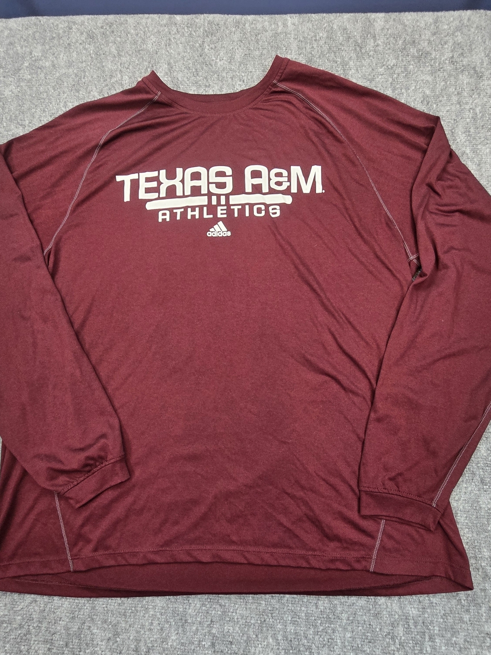 Adidas Texas A&M Aggies Climalite Long Sleeve Shirt Mens 2XL Maroon Athletic